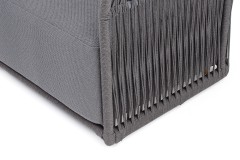 "Лугано" кресло плетеное из роупа, каркас алюминий темно-серый (RAL7024) муар, роуп темно-серый круглый, ткань темно-серая YB25-0027