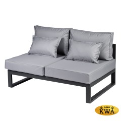 Диван садовый из алюминия 2-х местный открытый без подлокотников Лагуна G401.12Е10 серый/антрацит