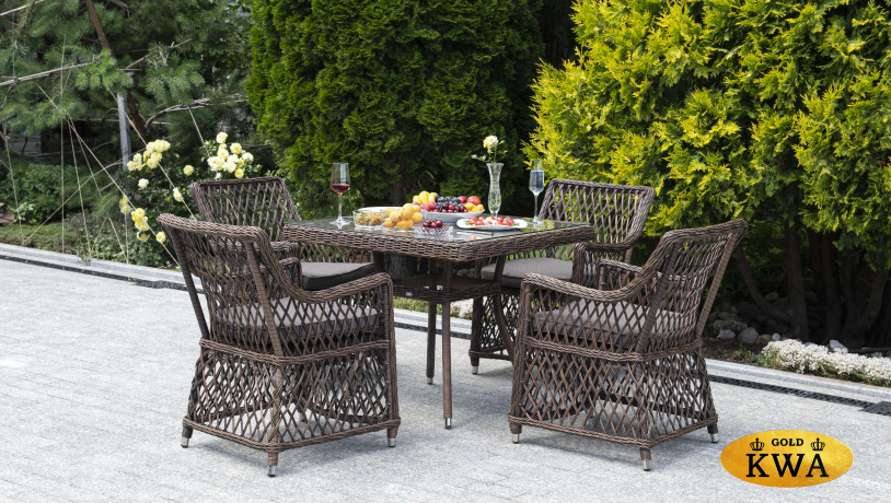 "Айриш" обеденная группа плетеная на 4 персоны, цвет коричневый