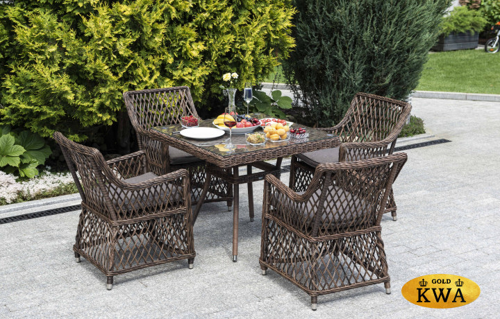 "Айриш" обеденная группа плетеная на 4 персоны, цвет коричневый