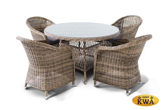 "Равенна" обеденная группа плетеная, цвет соломенный