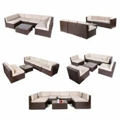 Комплект плетеной мебели  YR822Br Brown-Beige (подушка бежевая)
