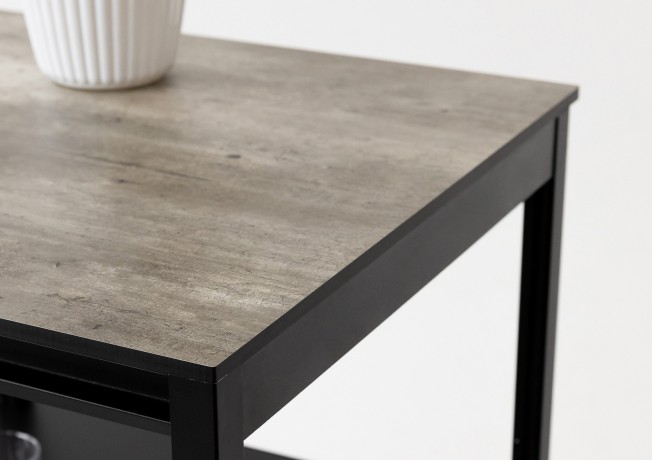 Стол разделочный с мойкой Lounge B-02S-L, 90 см, черный/серый каспий