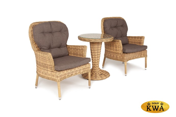 "Алиса" кофейный комплект из искусственного ротанга, цвет соломенный