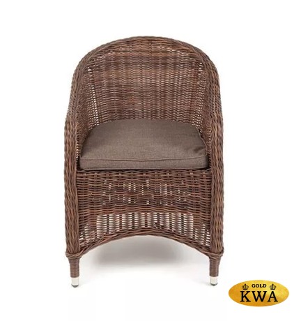 "Равенна" плетеное кресло из искусственного ротанга, цвет коричневый с серой подушкой