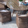 "Равенна" плетеное кресло из искусственного ротанга, цвет коричневый с серой подушкой