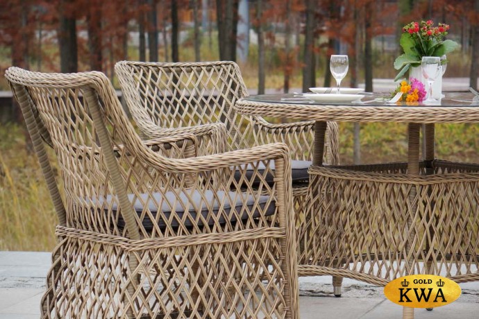 "Доппио" обеденная группа плетеная, цвет соломенный