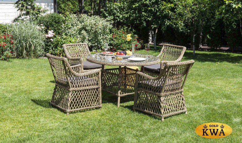 "Доппио" обеденная группа плетеная, цвет соломенный