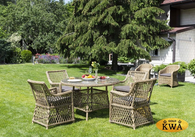 "Доппио" обеденная группа плетеная, цвет соломенный