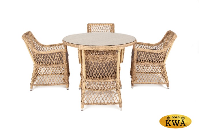 "Доппио" обеденная группа плетеная, цвет соломенный
