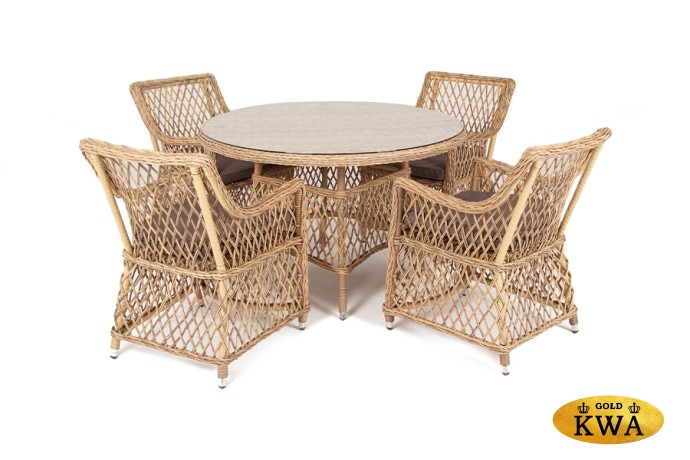 "Доппио" обеденная группа плетеная, цвет соломенный