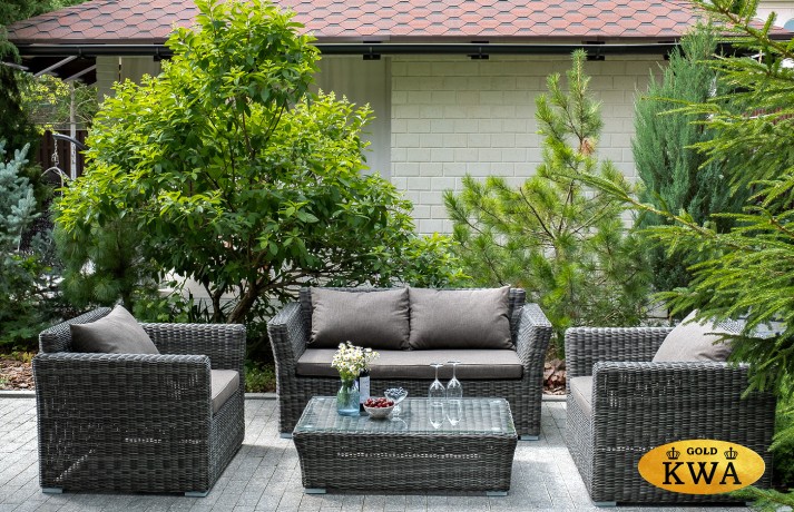 "Капучино" диван из искусственного ротанга двухместный, цвет графит