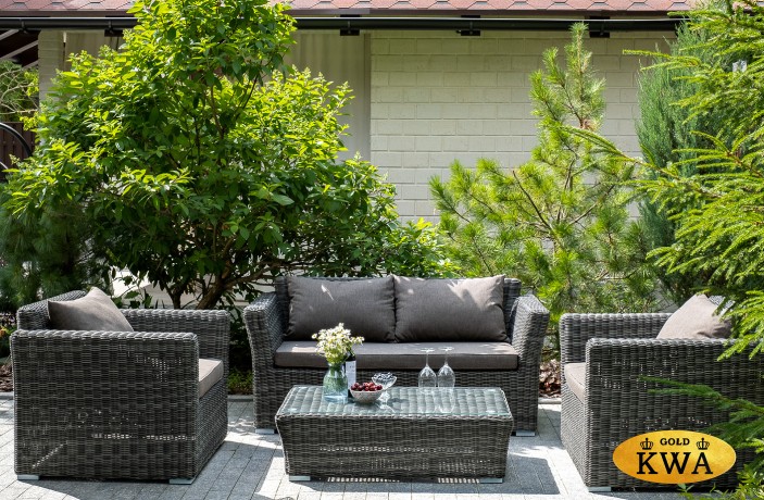 "Капучино" диван из искусственного ротанга двухместный, цвет графит