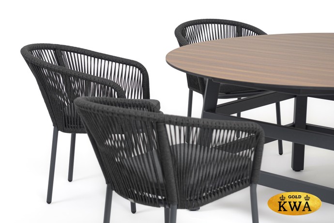 "Рио" обеденная группа на 6 персон, стол HPL "дуб", цвет темно-серый