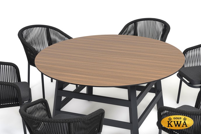 "Рио" обеденная группа на 6 персон, стол HPL "дуб", цвет темно-серый