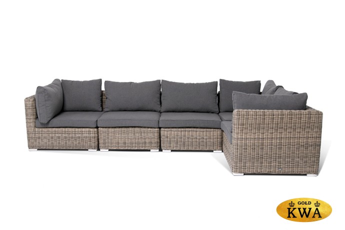 "Лунго" трансформирующийся диван из искусственного ротанга, цвет соломенный