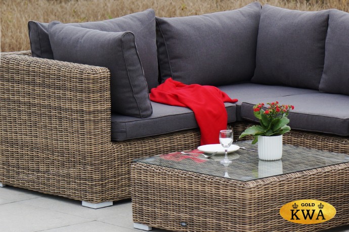 "Лунго" трансформирующийся диван из искусственного ротанга, цвет соломенный