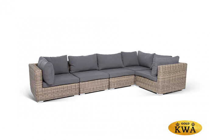 "Лунго" трансформирующийся диван из искусственного ротанга, цвет соломенный