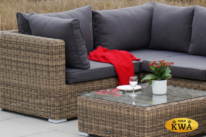 "Лунго" трансформирующийся диван из искусственного ротанга, цвет соломенный