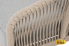 &quot;Канны&quot; диван 2-местный плетеный из роупа, каркас алюминий светло-серый (RAL7035) муар, роуп серый меланж круглый, ткань светло-серая