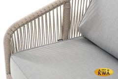 &quot;Канны&quot; диван 2-местный плетеный из роупа, каркас алюминий светло-серый (RAL7035) муар, роуп серый меланж круглый, ткань светло-серая