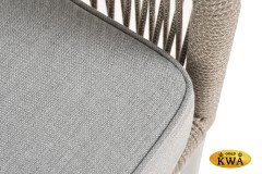 &quot;Канны&quot; диван 2-местный плетеный из роупа, каркас алюминий светло-серый (RAL7035) муар, роуп серый меланж круглый, ткань светло-серая