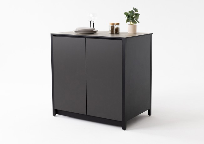 Шкаф напольный Lounge D-03, 90 см, черный/серый каспий