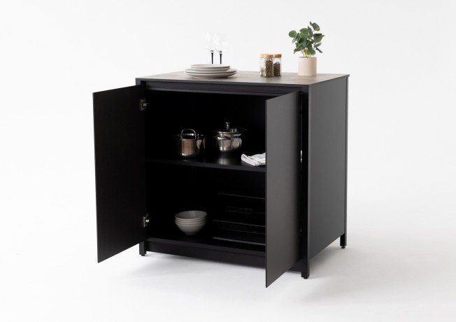 Шкаф напольный Lounge D-03, 90 см, черный/серый каспий