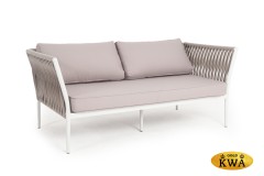 &quot;Касабланка&quot; диван 2-местный плетеный из роупа, каркас алюминий светло-серый (RAL7035) муар, роуп серо-коричневый 23мм, ткань серая 017