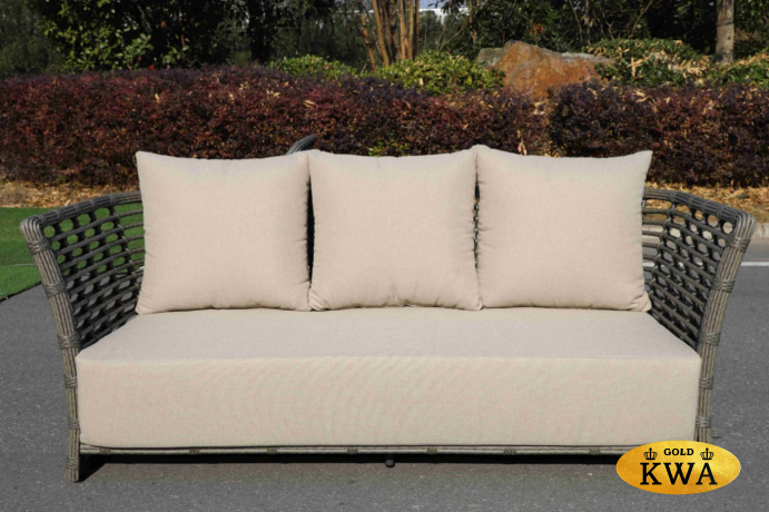 "Валенсия" диван из искусственного ротанга трехместный, цвет серый