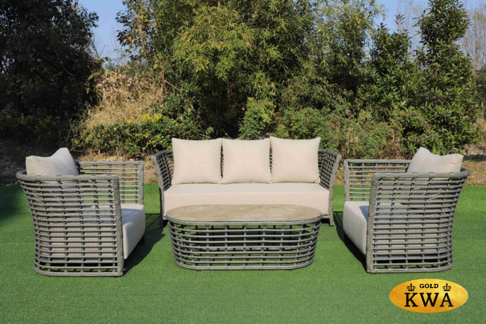 "Валенсия" диван из искусственного ротанга трехместный, цвет серый