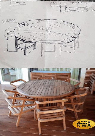 Чехол на круглый стол со стульями d230 см