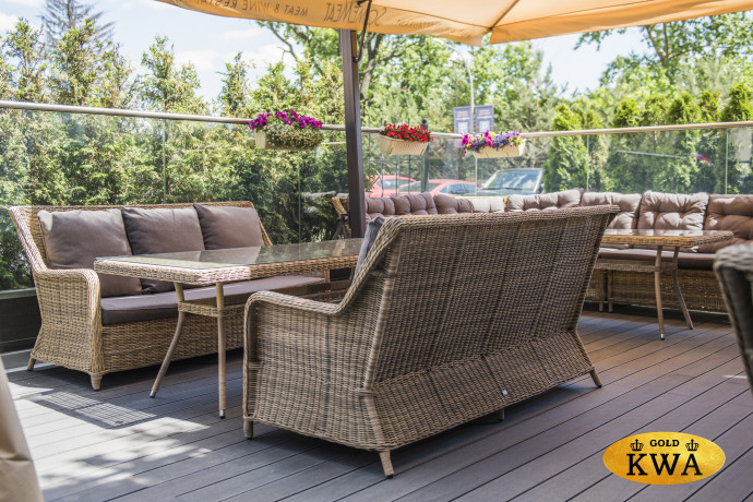 "Гляссе" диван трехместный из искусственного ротанга, цвет соломенный