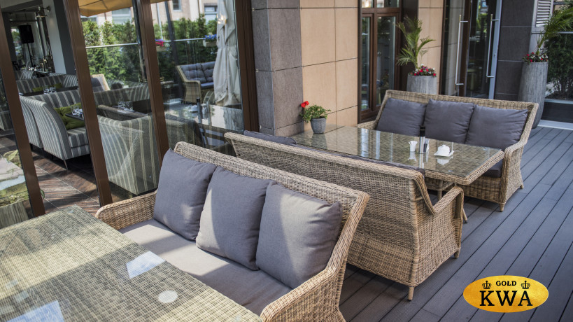 "Гляссе" диван трехместный из искусственного ротанга, цвет соломенный