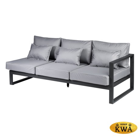 Диван садовый из алюминия 3-х местный правый с левым подлокотником Лагуна G401.8Е10 серый/антрацит