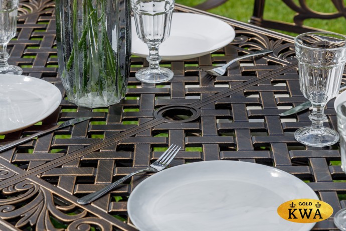 Обеденный комплект из литого алюминия WILHELM на 6 персон (прямоугольный стол)