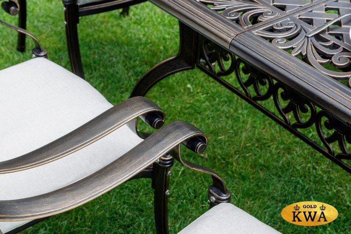 Обеденный комплект из литого алюминия WILHELM на 6 персон (прямоугольный стол)