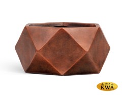 Кашпо TREEZ ERGO Rombo Низкая чаша-многогранник Состаренная медь д-58, в-28 см