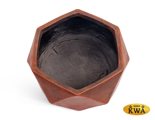 Кашпо TREEZ ERGO Rombo Низкая чаша-многогранник Состаренная медь д-58, в-28 см