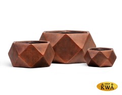 Кашпо TREEZ ERGO Rombo Низкая чаша-многогранник Состаренная медь д-58, в-28 см