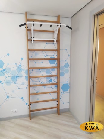 Шведская стенка деревянная из ламельного бука - БУК СТАНДАРТ - Т (стенка + турник навесной)