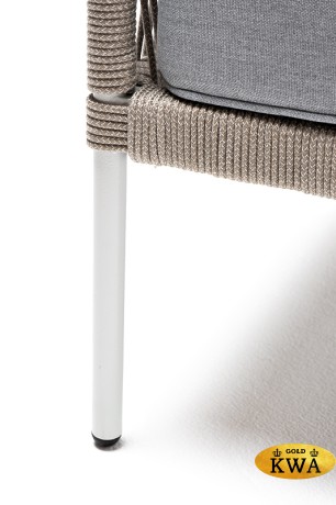 "Канны" кресло плетеное из роупа, каркас алюминий светло-серый (RAL7035) муар, роуп серый меланж круглый, ткань светло-серая