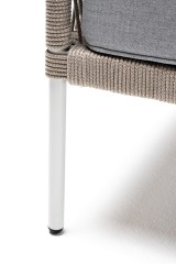 "Канны" кресло плетеное из роупа, каркас алюминий светло-серый (RAL7035) муар, роуп серый меланж круглый, ткань светло-серая