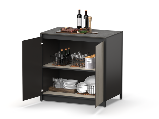 Шкаф напольный Lounge D-03, 90 см, дуб сонома/черный мрамор