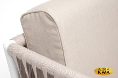 &quot;Касабланка&quot; кресло плетеное из роупа, каркас алюминий белый муар, роуп бежевый 20мм, ткань бежевая 052