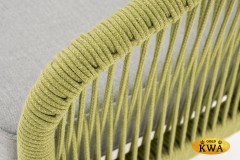 &quot;Канны&quot; диван 2-местный плетеный из роупа, каркас алюминий светло-серый (RAL7035) шагрень, роуп салатовый меланж круглый, ткань светло-серая