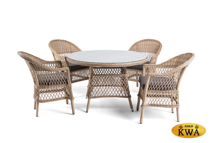 "Дольче" обеденная группа из искусственного ротанга, цвет соломенный