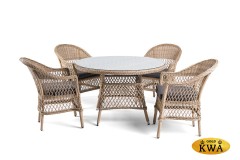 &quot;Дольче&quot; обеденная группа из искусственного ротанга, цвет соломенный
