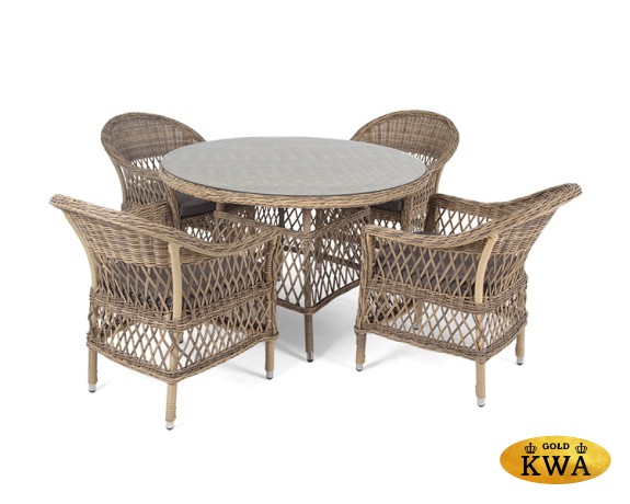 "Дольче" обеденная группа из искусственного ротанга, цвет соломенный