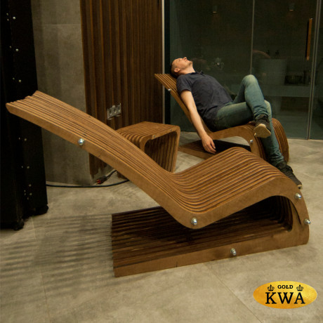 Дизайнерский параметрический деревянный ШЕЗЛОНГ CUBARE  светлый